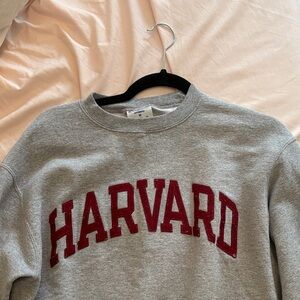 Champion Gray Crewneck Sweater with Red Lettering